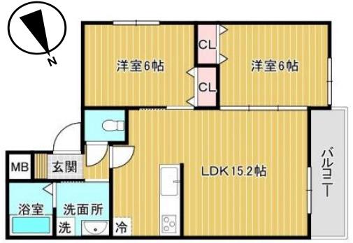 羽曳野PJ(2LDK/2階)の間取り写真