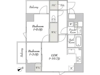 ルミーク三軒茶屋(2LDK/7階)の間取り写真