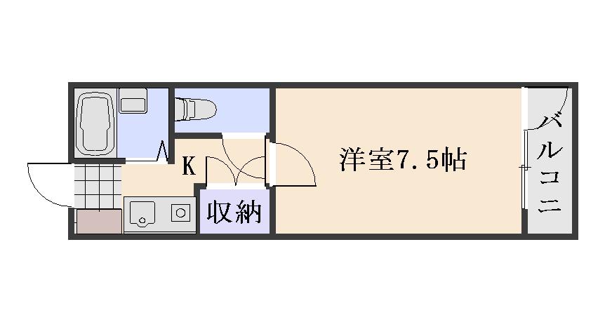 クレックスヤマシタ(1K/3階)の間取り写真