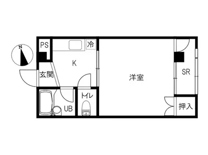 竹内ビル(1K/2階)の間取り写真