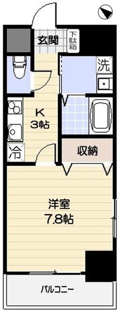 ファトーラ田園調布(1K/8階)の間取り写真