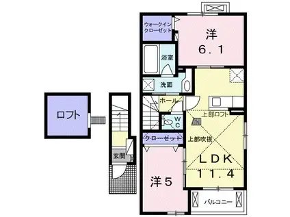 ヒルズ サンリット(2LDK/2階)の間取り写真