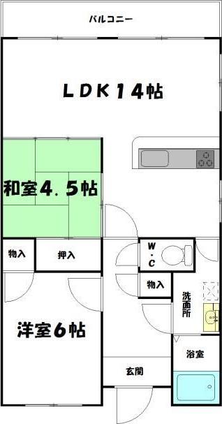 ヌーベルバーグイヌイ(2LDK/4階)の間取り写真