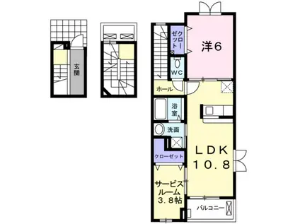 エスポワール(2LDK/3階)の間取り写真