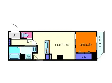 E-C EST BIEN灘(1LDK/2階)の間取り写真