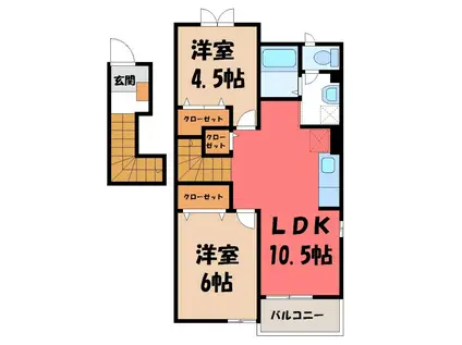 メゾンドソレアード(2LDK/2階)の間取り写真
