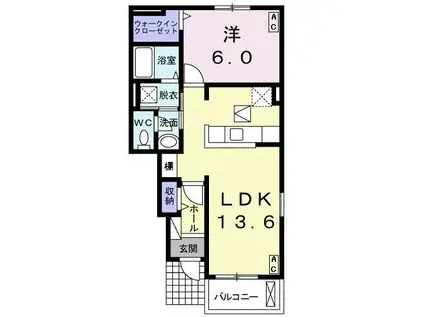 コンフォート北鶉(1LDK/1階)の間取り写真