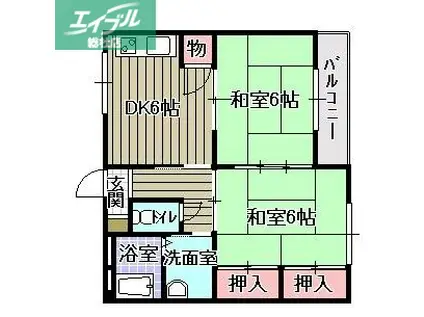 コーポ則武A棟(2DK/2階)の間取り写真