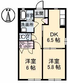 コーポ シャルダン(2DK/1階)の間取り写真
