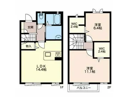 パークプレッソ A棟(2LDK/2階)の間取り写真