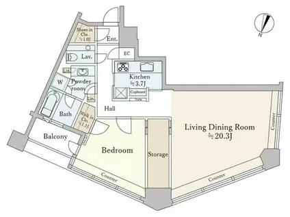 パークコート赤坂ザタワー(1LDK/31階)の間取り写真