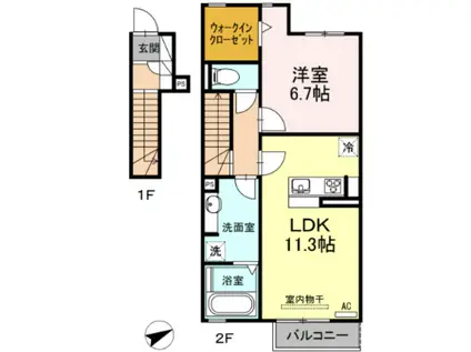 ミルハーナ(1LDK/2階)の間取り写真