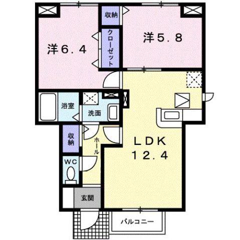 ドルフ・サンフラワー(2LDK/1階)の間取り写真