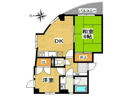 エシュコル西野(2DK/2階)の間取り写真