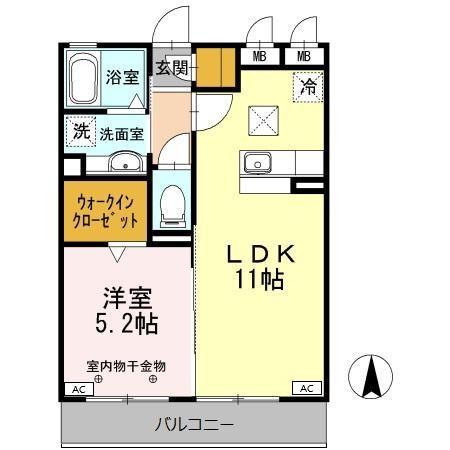 ファビュラス松下(1LDK/1階)の間取り写真