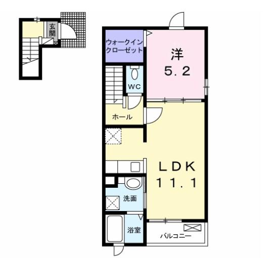 アムール ジュアン(1LDK/2階)の間取り写真