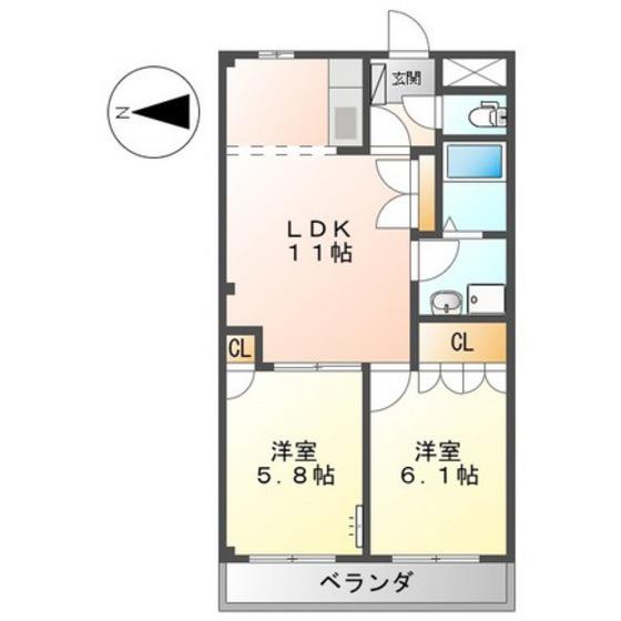 COMMUNITY TOWN(2LDK/2階)の間取り写真