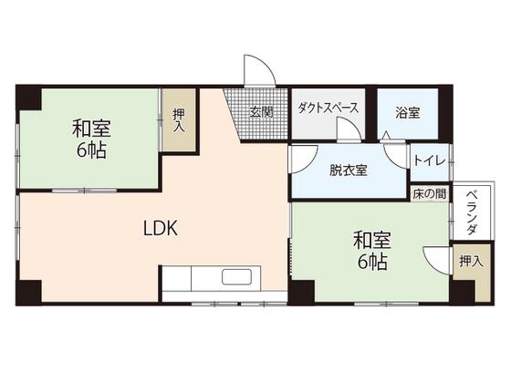 たかのばしハイツ(2LDK/4階)の間取り写真