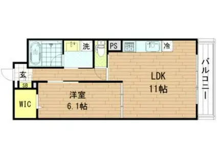 アベニール四天王寺(1LDK/6階)の間取り写真