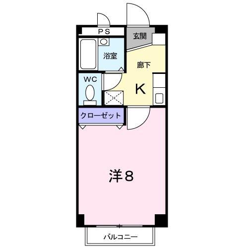 フリージア(1K/1階)の間取り写真