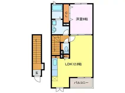 ココファイブ(1LDK/2階)の間取り写真