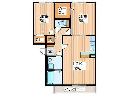 セジュール大日(2LDK/2階)の間取り写真