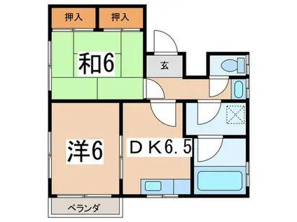 ハイム1623A棟(2DK/1階)の間取り写真