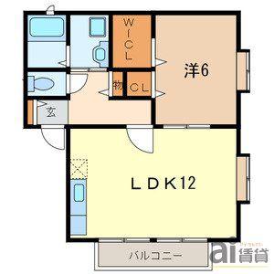 ソレジオB(1LDK/2階)の間取り写真