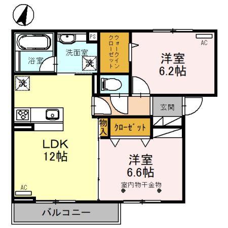 フローラ(2LDK/3階)の間取り写真