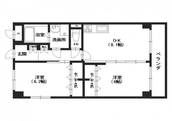 ハイネ横川(2LDK/5階)の間取り写真