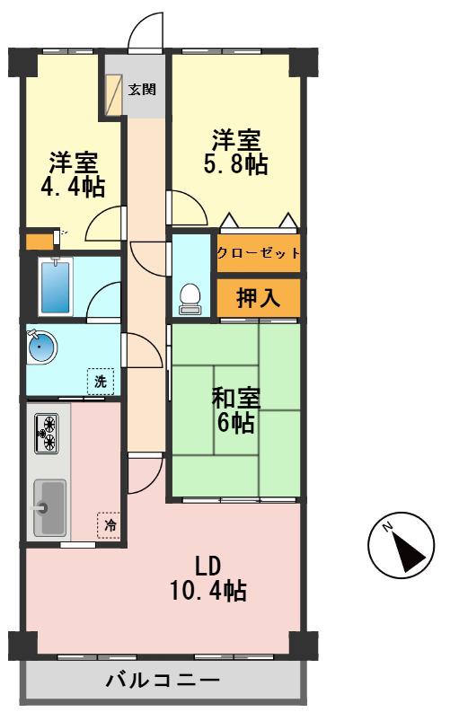 モアステージ一之江(3LDK/5階)の間取り写真