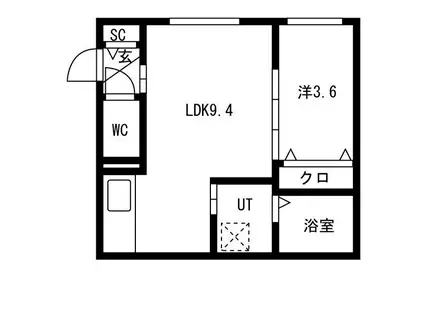 クラリーチェアサブ(1LDK/2階)の間取り写真