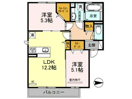 エスポワール(2LDK/2階)の間取り写真