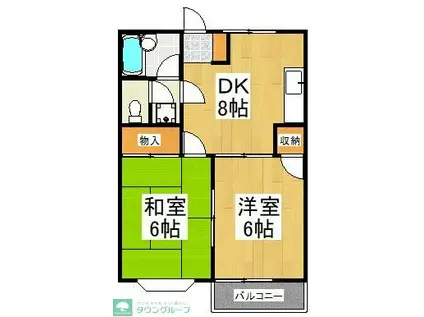 アンジュI番館(2DK/2階)の間取り写真