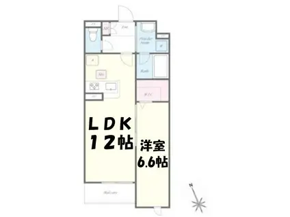 東武伊勢崎線 せんげん台駅 徒歩13分 3階建 築2年(1LDK/1階)の間取り写真