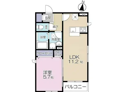 ルマ・ワーワ(1LDK/2階)の間取り写真