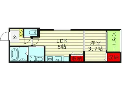 ハーモニーテラス鶴見緑地(1LDK/2階)の間取り写真