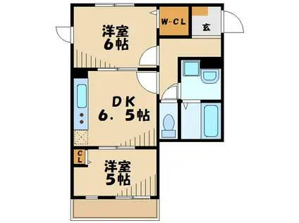 インプレス菅生II(2DK/3階)の間取り写真