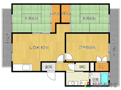 スカイマンション日吉(3LDK/2階)の間取り写真