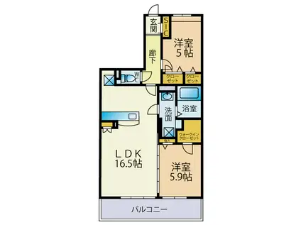 プレア次郎丸 A棟(2LDK/2階)の間取り写真