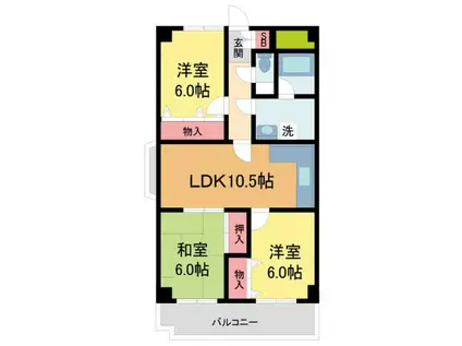 インペリアル花屋敷(3LDK/3階)の間取り写真