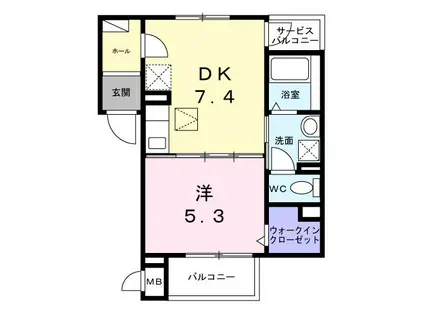 クレーシェレ(1DK/1階)の間取り写真