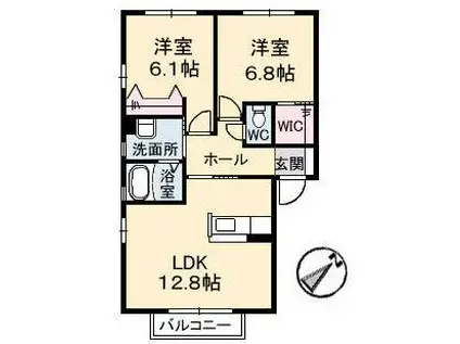 グランマスト古志原C(2LDK/1階)の間取り写真
