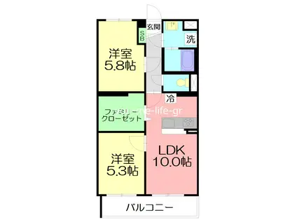 ジュヌ・プリーモ(2LDK/2階)の間取り写真