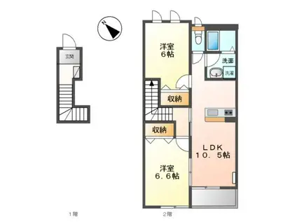 レジデンス平良(2LDK/2階)の間取り写真