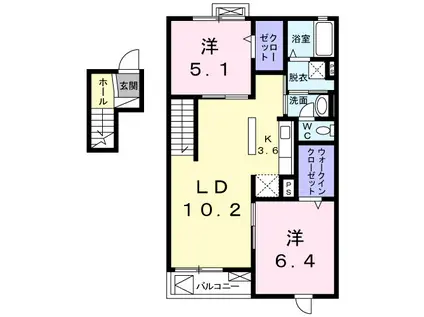 プリムローズ51(2LDK/4階)の間取り写真