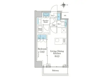 スタイリオ新丸子ノース(1LDK/3階)の間取り写真