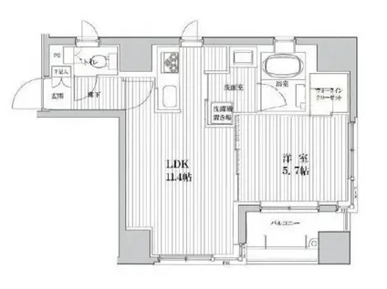 ジュイール東京八丁堀(1LDK/9階)の間取り写真
