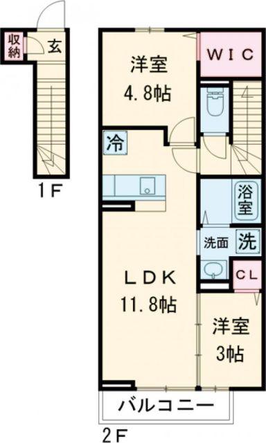 トレス古前(2LDK/2階)の間取り写真