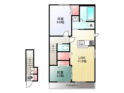 エルコロール武蔵野N(2LDK/2階)の間取り写真